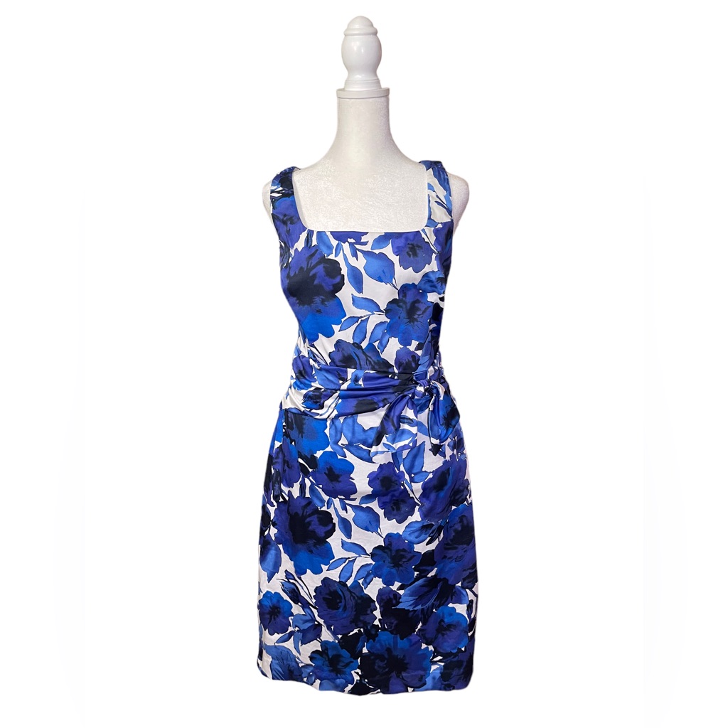 Lauren Ralph Lauren Blue And White Floral Sleeveless Dress Size 10